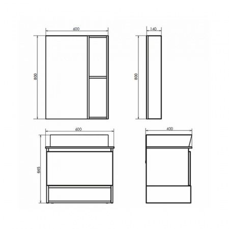 Тумба-умывальник Comforty Прага-60 дуб белый с графитовой столешницей с раковиной Comforty 9055RA-50