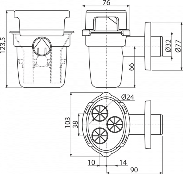 Сифон воронкообразный для сбора конденсата AlcaPlast AKS5