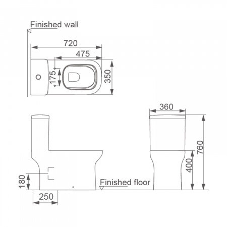 Унитаз моноблок Comforty CF3C6328P горизонтальный выпуск, сиденье дюропласт с микролифтом тонкое, двухрежимный