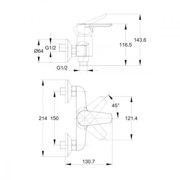 Смеситель для душа однорычажный Cersanit Vero 63062