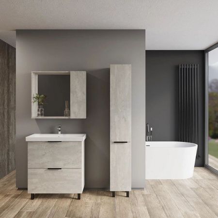 Напольная тумба-умывальник Viant Берлин 80 цемент VBER80MDC-T2Y с раковиной Moduo 80