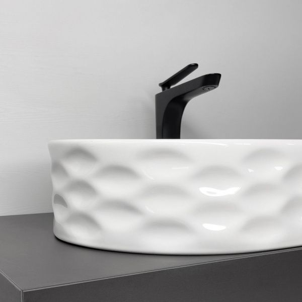 Накладная овальная раковина для ванной HDA091 рифленый борт, фарфор