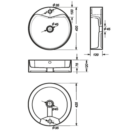 Умывальник накладной Sanita Luxe Best Shelf BST43SLWB01SH