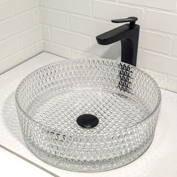 Круглая стеклянная раковина 40 см Comforty CF21003(400) прозрачное стекло