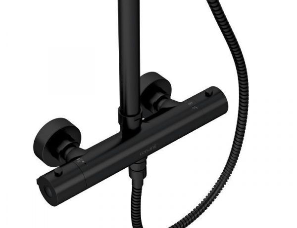 Душевая система с термостатом черная Cersanit Brasko Black 64527 душ 3 режима, шланг 150 мм