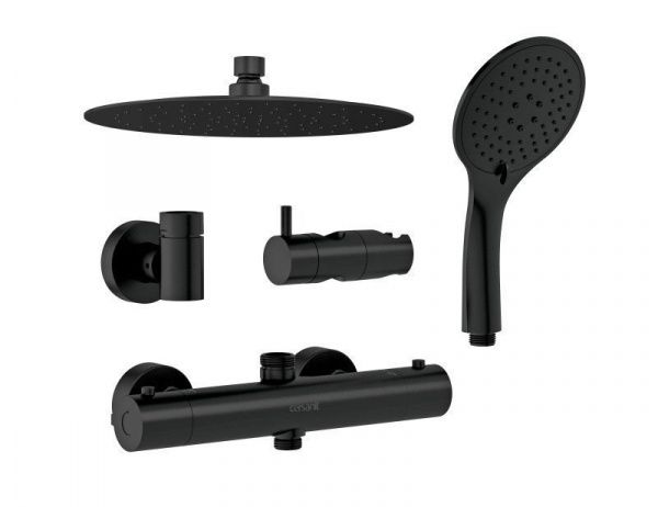 Душевая система с термостатом черная Cersanit Brasko Black 64527 душ 3 режима, шланг 150 мм