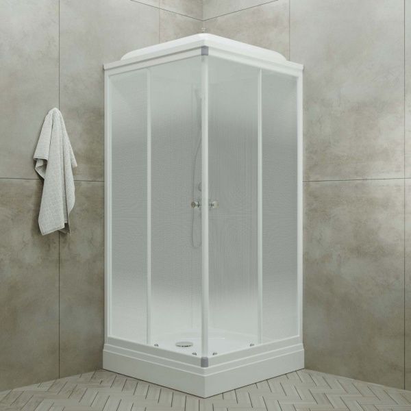 Угловая душевая кабина Тритон Сатин-К 90*90 А квадратный низкий поддон, сифон D90 мм