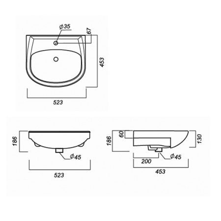 Умывальник Sanita Аттика 50 ATC50SAWB01 белый, ВКС