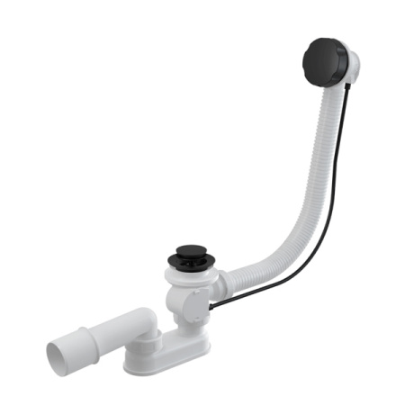 Сифон для ванны автомат комплект AlcaPlast A55BLACK-80 черный-матовый