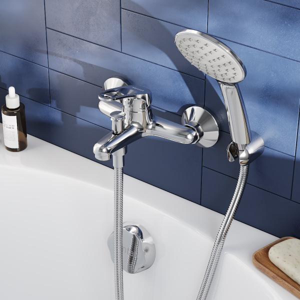 Смеситель для ванны Сантек Баус WH5A10010C001 короткий излив, с аксессуарами, хром