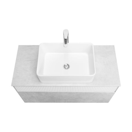 Тумба-умывальник Акватон Марбл 100 Слэйт/Белый матовый 1A276301MH4C0 с раковиной MILA 350х500