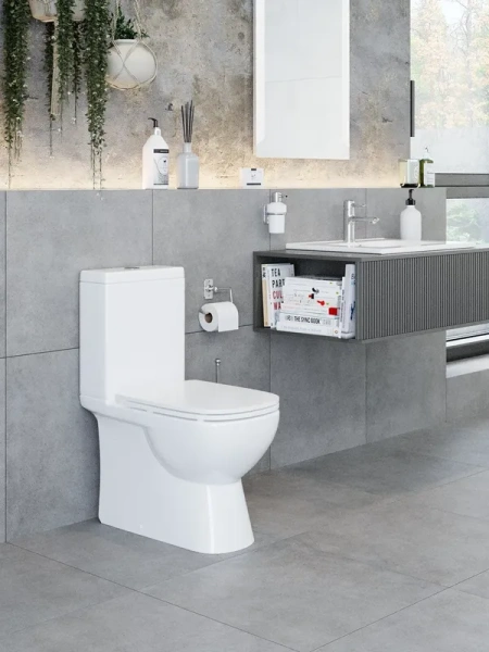 Унитаз-компакт Sanita Luxe Quadro Slim SL DM 2-режимный, сиденье дюропласт с микролифтом тонкое