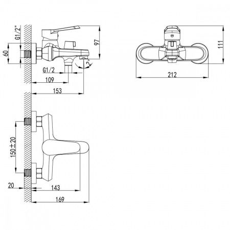Смеситель для ванны с коротким изливом AWP Piros S0314C хром