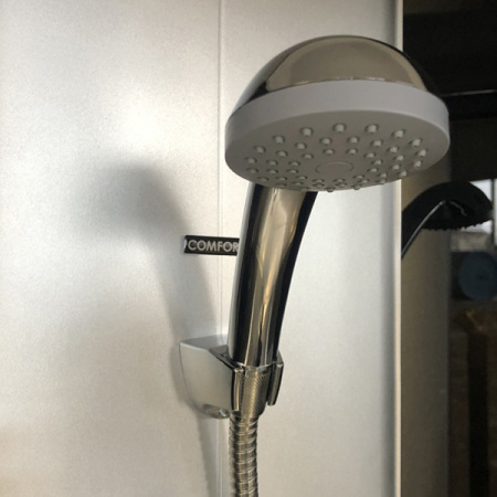 Душевая кабина Comforty 307GG 900*900*2150, серое стекло, задняя черная стеклянная панель