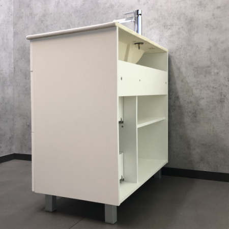 Тумба-умывальник Comforty Модена 90М белая с раковиной Quadro 90