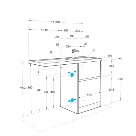 Тумба под раковину и стиральную машину Акватон Лондри 60 1A2669K2LHDY0 Дуб Кантри/Белый