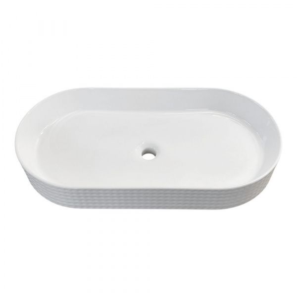 Накладная овальная раковина для ванной Comforty HDA076A рифленый борт, фарфор