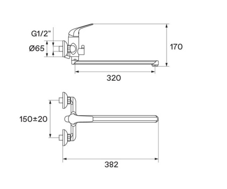 Смеситель для ванны Сантек Нико WH5A12005C001, длинный излив, с аксессуарами, хром