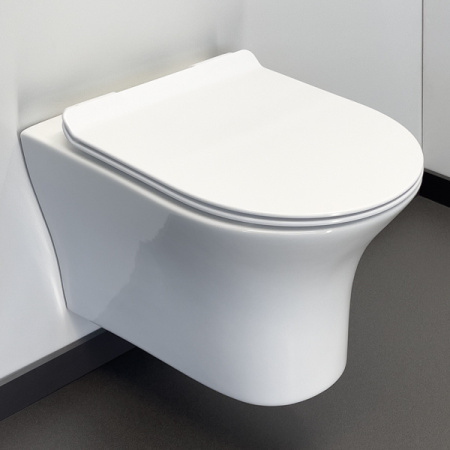 Унитаз подвесной безободковый Comforty 109 сиденье дюропласт softclose тонкое, быстросъёмное