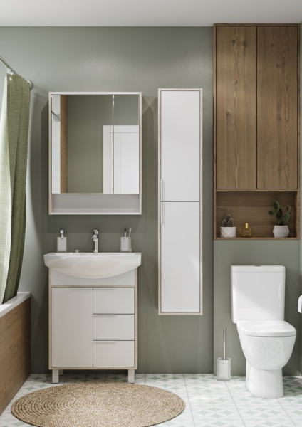 Акватон. Зеркало-шкаф "Рико 65" Белый/Ясень фабрик 1A215202RIB90