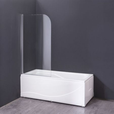 Стеклянная шторка на борт ванны Comforty 28CR прозрачное стекло, профиль хром, 700*1400 мм