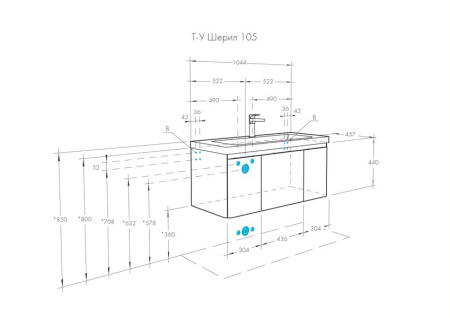 Акватон. Тумба-умывальник Шерилл 105 1A206301SH010 белый с раковиной Шерилл 105 1A71323KSH010