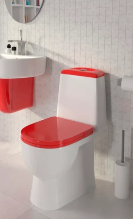 Sanita Luxe. Унитаз-компакт Best Color Red SL DМ двухрежимный, сиденье дюропласт с микролифтом