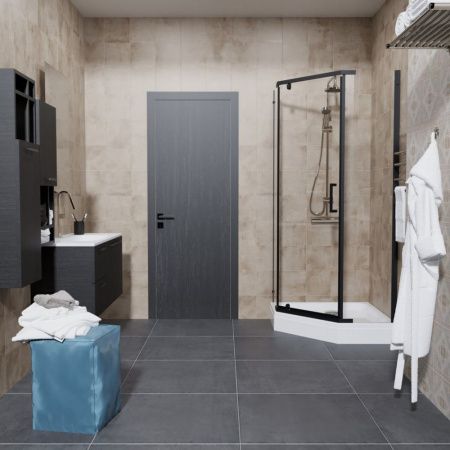 Душевое ограждение Тритон Дека-Блэк 90х90, пятиугольное, низкий поддон, сифон D90 мм