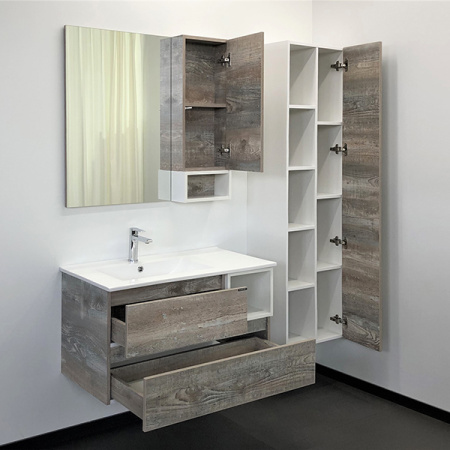Comforty. Тумба-умывальник Турин-90L дуб бежевый с раковиной Comforty 9090EL