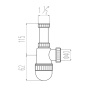 Сифон для раковины Viant Профи VA-308 без выпуска, 1 1/2, D40