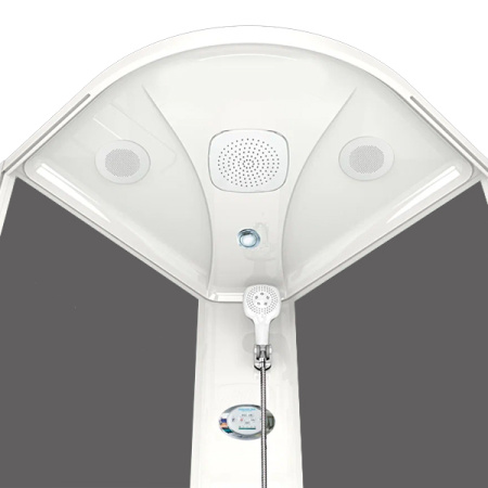 Душевая кабина Domani-Spa Delight Slim 99 high 900*900*2180, высокий поддон, тонированное стекло, задняя черная панель
