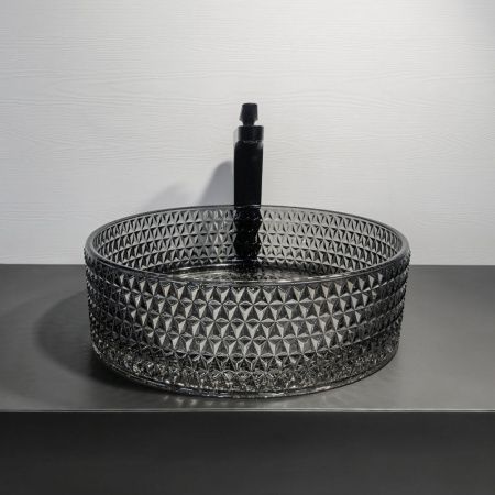 Круглая раковина из закаленного стекла 40 см Comforty CF21004(400) серый дым