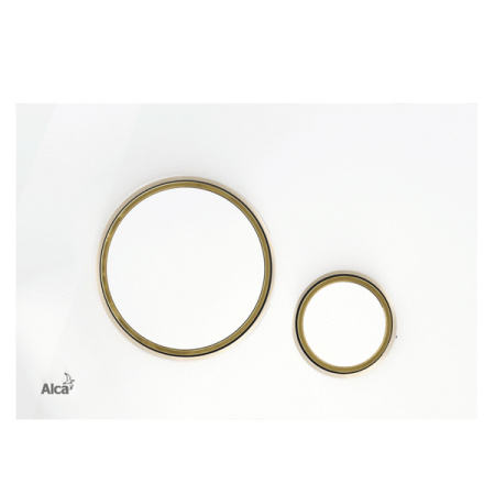 AlcaPlast. Кнопка управления для скрытых систем инсталляции, белый-золото M775