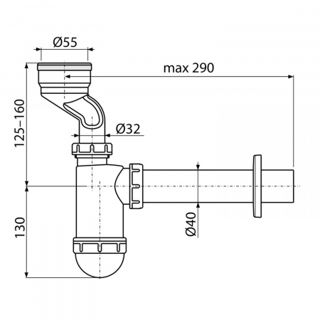 Сифон для писсуара с манжетой AlcaPlast A45A
