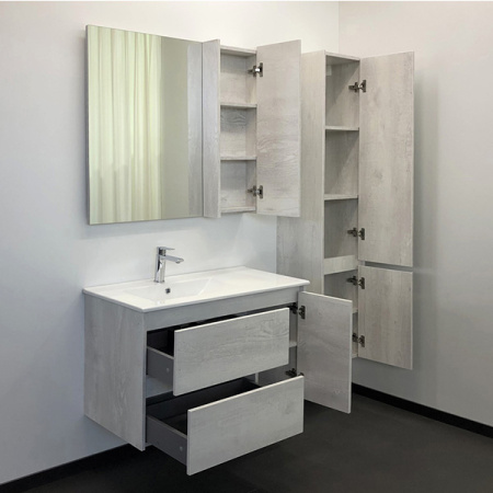 Comforty. Тумба-умывальник "Бремен-90" дуб белый с раковиной Comforty 9090EL
