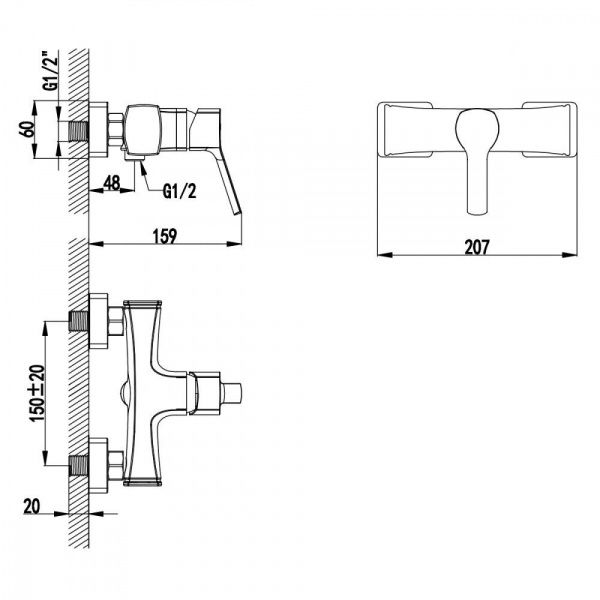 Смеситель для душа AWP Shira S0503C хром