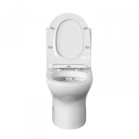 Унитаз моноблок безободковый Comforty CF41083OP универсальный выпуск, тонкое сиденье дюропласт с микролифтом, двухрежимная арматура