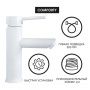 Comforty. Смеситель для раковины, картридж 35 мм, белый, FC018A-CKBT