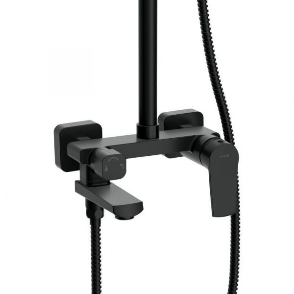 Душевая система с поворотным изливом Cersanit Сити 68395, 1 режим, шланг 150 мм металл, чёрный