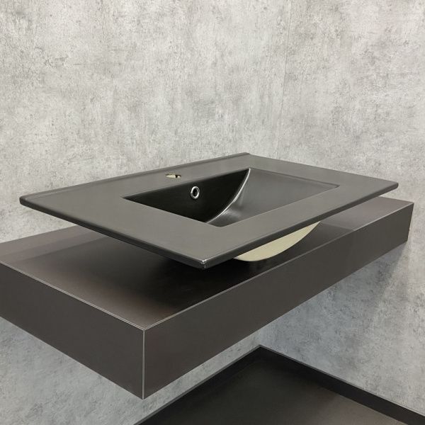 Черная накладная раковина столешница 75 см Comforty 75EMB фарфор матовая