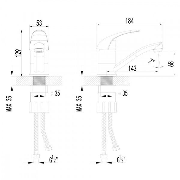 Смеситель для раковины с поворотным изливом AWP Suna S1007C хром
