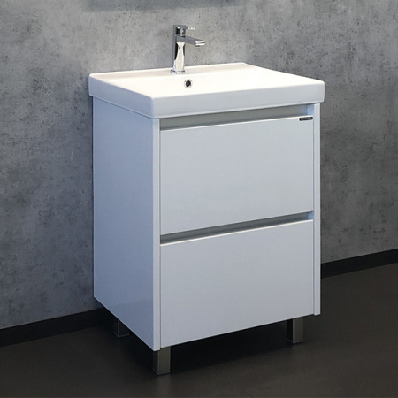Comforty. Тумба-умывальник "Дублин-60" белый глянец с раковиной Comforty 8056