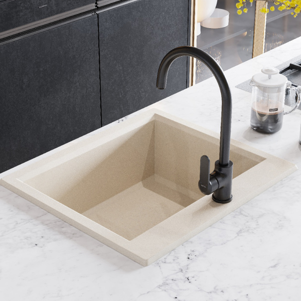 Смеситель для кухни Сантек Линдос WH5A41008N001 чёрный матовый