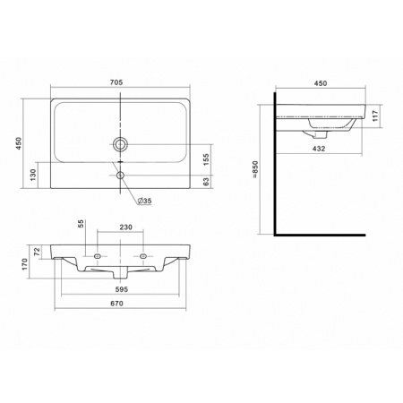 Раковина Santek Адриана 70 1WH501628