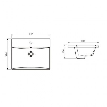 Накладная мебельная раковина 50 см Comforty CF19696BX-50 фарфор, белая