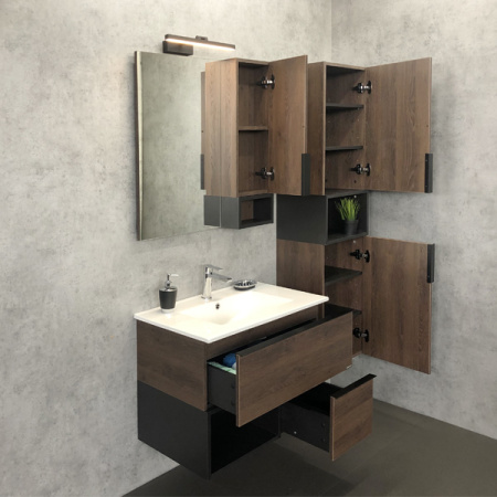 Comforty. Тумба-умывальник "Франкфурт-75" дуб шоколадно-коричневый с раковиной COMFORTY 75E