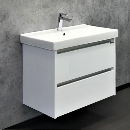 Comforty. Тумба-умывальник Дублин-75 белый глянец с раковиной Comforty 8057