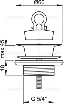 AlcaPlast. Водослив для умывальника 5/4", цельнометаллический, A439