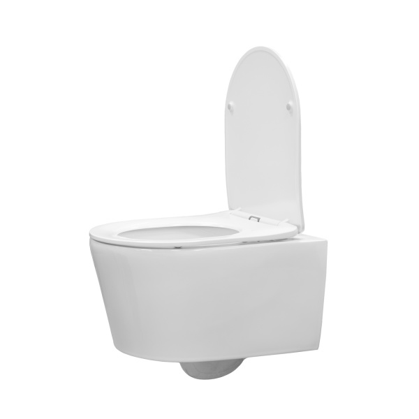 Унитаз подвесной безободковый Comforty CF41273WH тонкое сиденье дюропласт с микролифтом