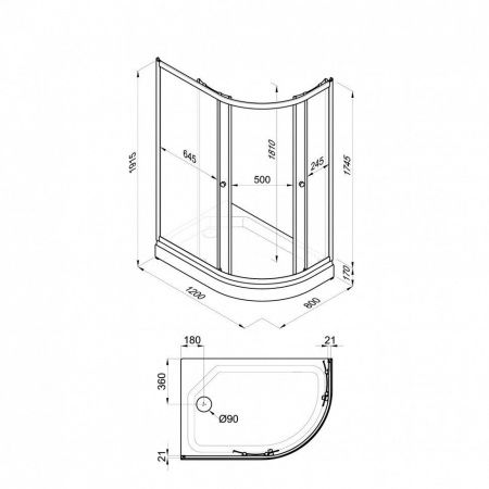 Душевое ограждение Тритон Коралл 120*80 А левый угол, низкий поддон, стекло мозаика